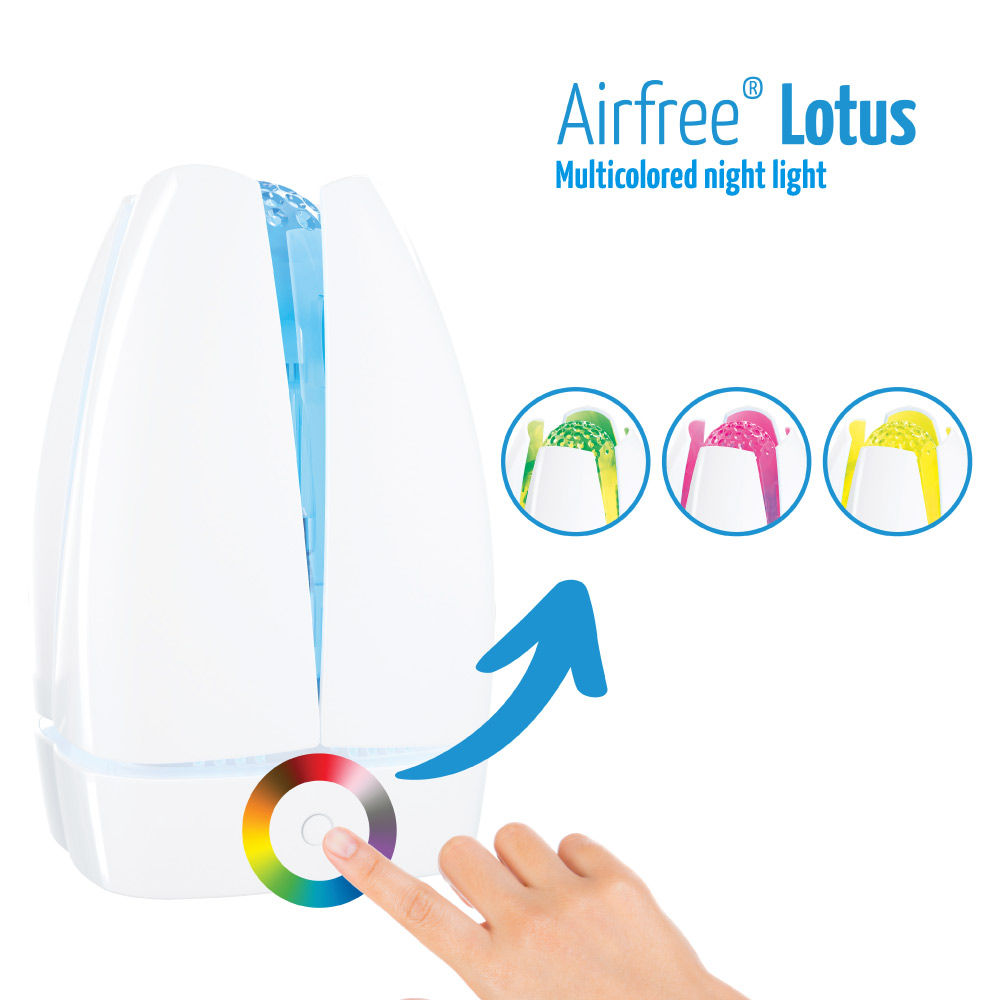 airfree lotus has a multicolored night light feature