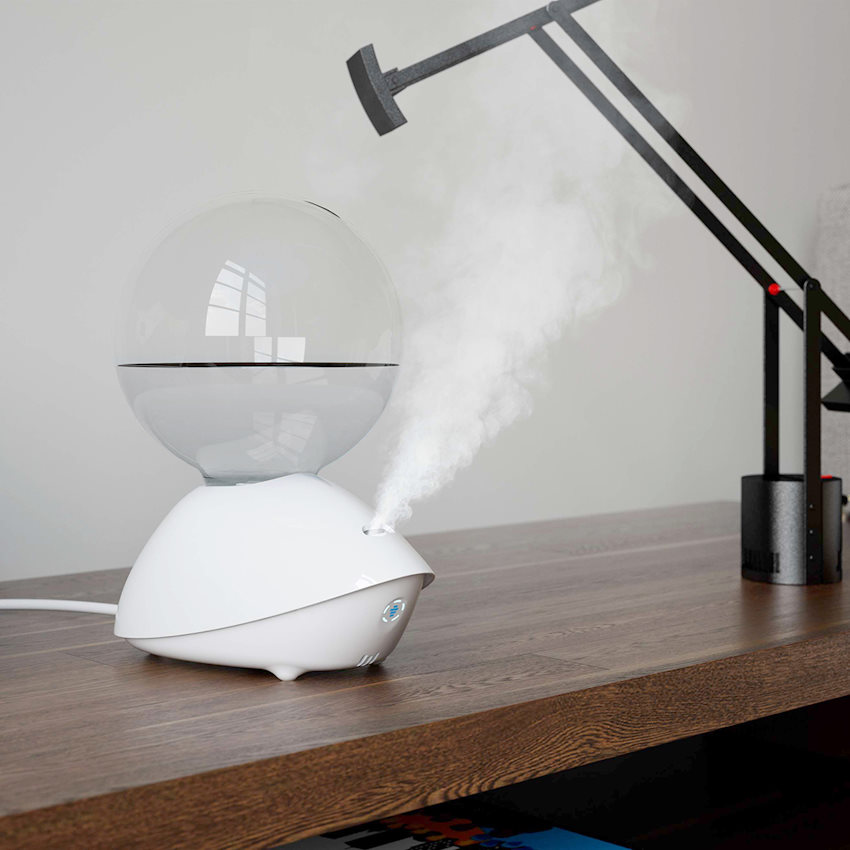 Airfree Orb numa prateleira no quarto