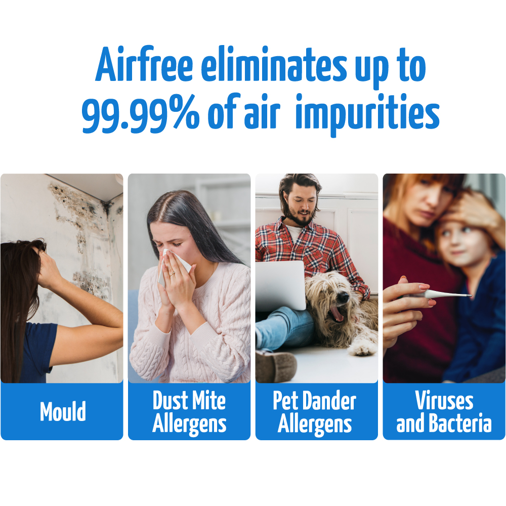 airfree eliminates up to 99 per cent of air impurities